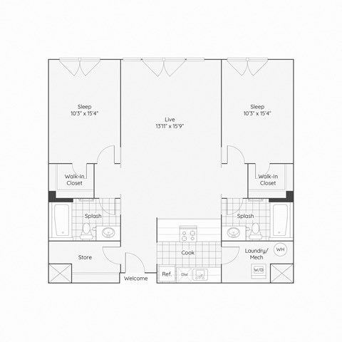 B1 2bd 2bth_1176-1209sqft